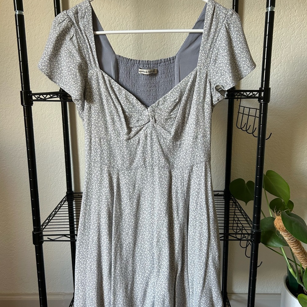 Abercrombie & Fitch Light Blue Patterned Midi Dress